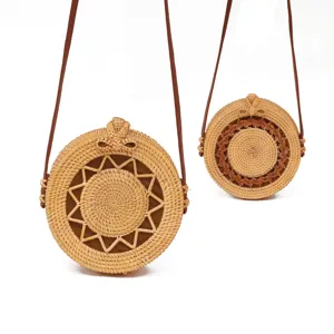 Ronde Rattan Schoudertas Stro Strandtas Zomer Vakantie Handtas Voor Vrouwen Mooi