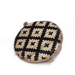 Ronde bamboe geweven mesh voedsel bescherming mand met geometrisch patroon voor keuken