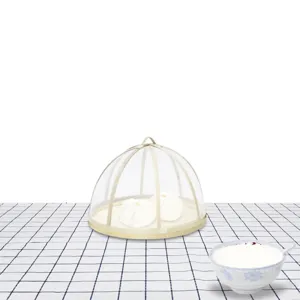 Natural Bamboo Woven Mesh Food Cover Round Anti Mosquito Dust Proof Storage Basket Kitchen Dining Table Cover