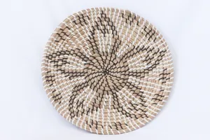 Handmade seagrass woven decorative wall hanging plate natural fiber boho home living room decor