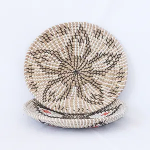 Seagrass Woven Decorative Wall Hanging Tray Natural Woven Art Plate For Living Room Entryway Home Decor