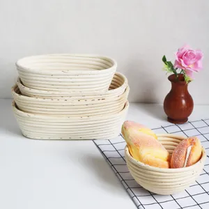 Handmade rattan bread proofing basket oval banneton for sourdough baking and artisan bread making