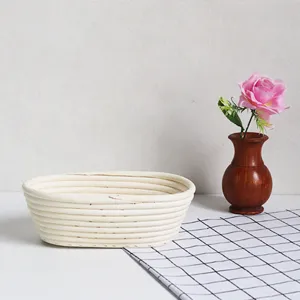 Handmade rattan bread proofing basket oval banneton for European rustic baking and dough rising
