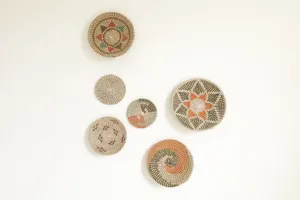 Set di cestini da parete in erba palustre piatti decorativi intrecciati naturali chic