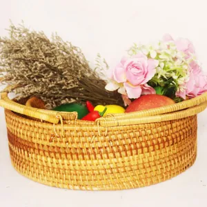 European pastoral rattan woven fruit basket home creative storage basket container