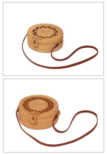 Ronde geweven rattan schoudertas stro tas vrouwen zomer strand reizen crossbody
