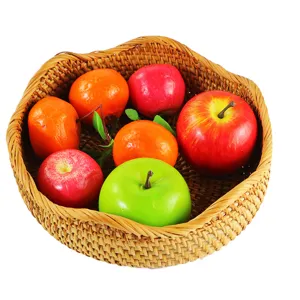 Handmade Woven Rattan Fruit Basket Wavy Edge Storage Basket Natural Wood Desktop Organizer For Living Room Kitchen Home