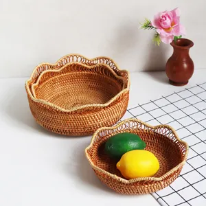 Cestino per frutta in rattan intrecciato a mano ciotola portaoggetti decorativa