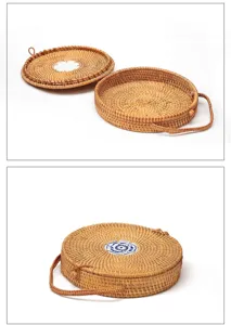 Ronde rotan geweven schoudertas handgemaakte strand crossbody handtas voor dames vakantie