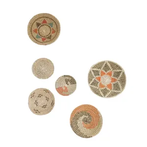 Set di cesti da parete in erba marina, piatti appendibili decorativi fatti a mano per casa.