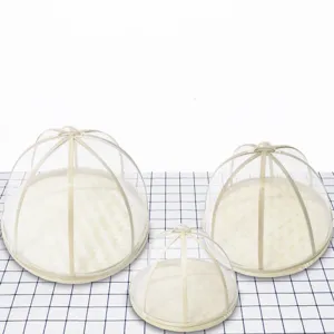 Handmade bamboo mesh food cover set, breathable anti-mosquito table tent for kitchen use.
