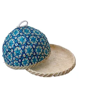 Cloche anti-mouches en bambou tisse panier de nourriture pour table de cuisine decoration