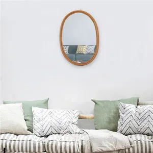 Specchio appendiabiti in rattan ovale in stile europeo per ingresso e bellissima parete.