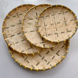 Plateau rond en bambou tissé tamis panier de séchage domestique traditionnel récipient de stockage
