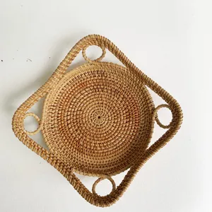Gevlochten rattan fruitmand creatief snack opslag plateau in Chinese stijl decoratie