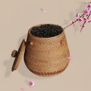 Geflochtener Rattan Teebehaelter Aufbewahrungsdose im chinesischen Stil fuer Tee