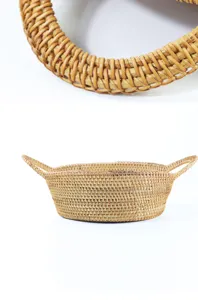 Handgefertigter Rattankorb Aufbewahrung Detailaufnahme natürliches Material Obstkorb
