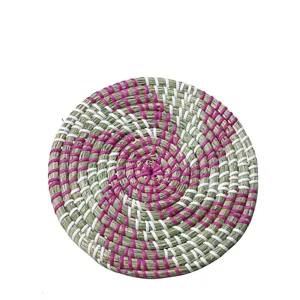 Japanese Style Woven Seagrass Pot Mat Round Heat Insulation Pad Table Placemat For Kitchen Bowl And Dish