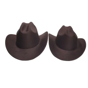 Bruine westerse cowboyhoed voor heren dames, klassieke vilt jazz hoed voor herfst en winter.