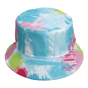 Kleurrijke abstracte penseelstreken vissershoed trendy casual zonnehoed voor buitenmode.