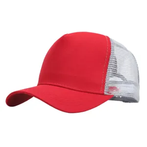 Ademende mesh honkbalpet voor heren en dames, klassieke rood-witte trucker pet voor zomer