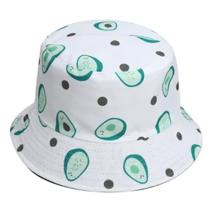 Leuke avocado print vissershoed voor vrouwen, casual zomer zonbescherming emmer hoed mode.