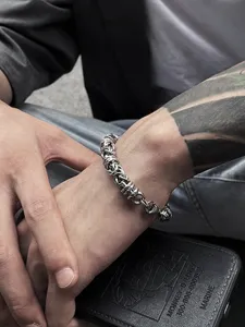 Men's silver multi-layer woven chain bracelet retro punk metal hand jewelry daily fashion accessory