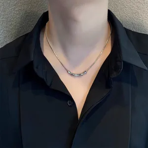 Minimalist Titanium Steel Bamboo Joint Necklace For Men Punk Polished Snake Chain Pendant Clavicle Chain Choker Everyday Casual Necklaces Gift