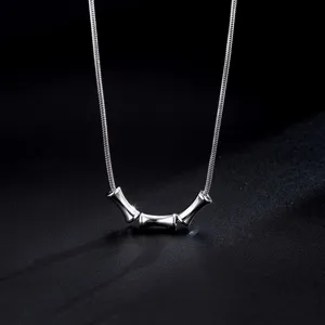 Premium titanium steel bamboo joint necklace for men, minimalist clavicle chain jewelry.