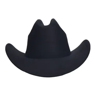 Klassieke zwarte wollen vilt cowboyhoed, stijlvolle gebogen rand jazzhoed voor de herfst.
