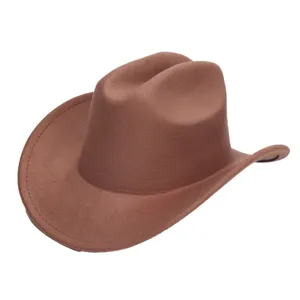 Klassieke bruine wolvilt cowboyhoed in vintage stijl met gebogen rand voor koude dagen.