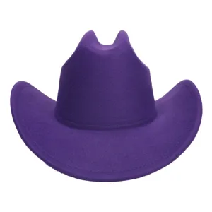 Paarse vilt cowboy hoed detail, stijlvolle punk stijl opgerolde rand jazz hoed voor herfst winter.