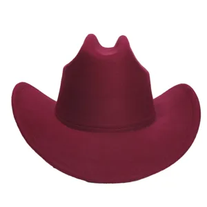 Bordeauxrode westerse cowboy hoed vilt jazz hoed herfst winter mode hoofddeksel stijl