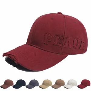 Distressed Rip Honkbalpet Voor Dames Heren Vintage Gewassen Letter Borduurwerk Brede Rand Zonnebescherming Verstelbare Dad Hat