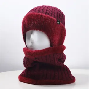 Winter warme Mütze und Nackenwärmer Set dicker Vlies gefütterte Thermokappe für kaltes Wetter