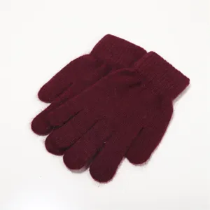 Winter warme Strickhandschuhe für Damen und Herren, weiche Woll Thermohandschuhe rot.