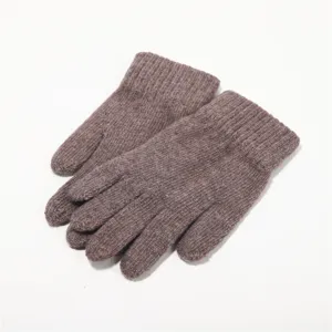 Gemütliche braune Strick-Winterhandschuhe für Damen und Herren, dicke warme Wolle Thermik.