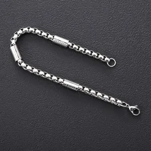 Edelstahl Boxketten Armband mit Röhrchen Anhängern für Damen und Herren Schmuck