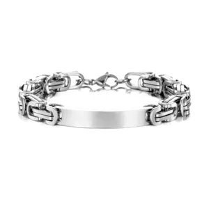 Men stainless steel Byzantine chain ID bracelet hip hop titanium steel jewelry item