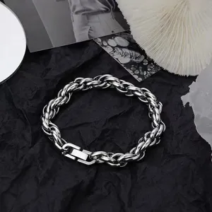 Herren Titanstahl dicke Kette Halskette europäischer Hip Hop Stil schwerer Metallschmuck