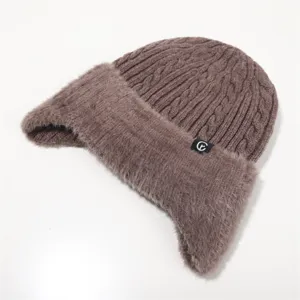 Winter Versteckte Warme Strickmütze Schal Und Handschuhe Set Fleece Gefüttert Ohrenklappen Beanie Winddichte Kappe Für Ältere