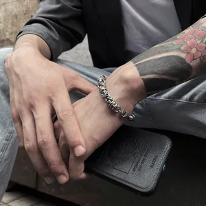 Men Stainless Steel Byzantine Woven Bracelet Retro Multi Layer Round Link Punk Hip Hop Fashion Biker Jewelry Unisex Gift