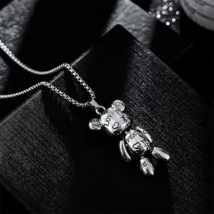 Titanium steel hip-hop violent bear pendant necklace for men and women stylish streetwear jewelry