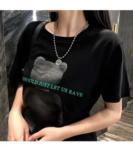 Doppellagige Kugelketten Halskette mit Anhänger, trendiger Hip-Hop Stil Damenschmuck.