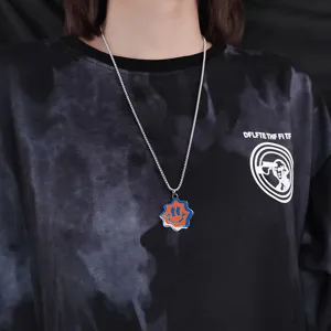 Wavy smiley face titanium steel necklace hip hop pendant street fashion couple jewelry accessory