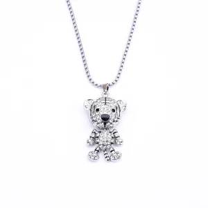 Silver Rhinestone Tiger Necklace Long Chain Sweater Pendant Fashion Jewelry Gift