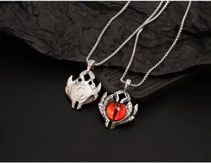 Detailed view of vintage devil eye titanium steel hip hop pendant necklace for men.