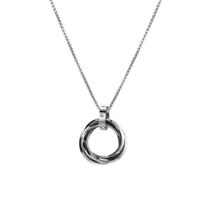 Collar con colgante de triple anillo de acero de titanio en elegante color plateado.
