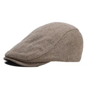 Brown herringbone flat cap men women vintage ivy newsboy hat casual stylish headwear