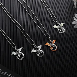 Colgante de collar de dragón luminoso vintage para hombres y mujeres, joyería gótica para parejas.